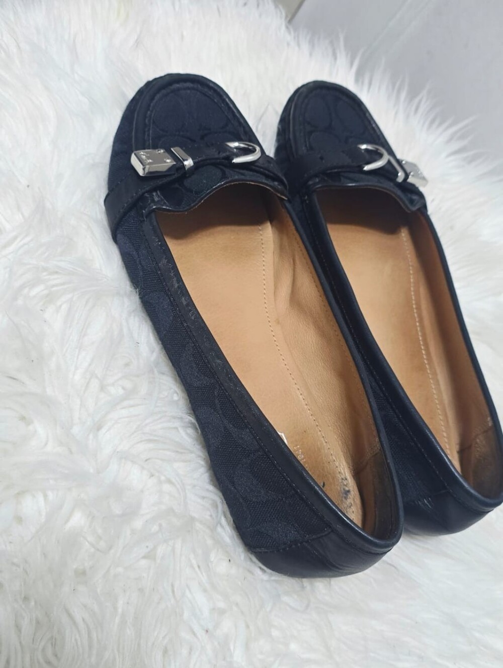 Coach Signature Jacquard Women Black Flats Shoes Loafers Sz 10B - Picture 3 of 8